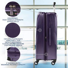 Travelpro Maxlite 5 Hardside Spinner Wheel Luggage ( Imperial Purple , Checked-Medium 25-Inch ) Imperial Purple Checked Medium 25 Inch U3