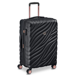 Delsey Alexis Lightweight Luggage, 4-Wheel Spinners Hardshell Suitcase, Expandable with TSA Lock  ( Black/Rose Gold , Checked-Medium 25-Inch ) Black/Rose Gold Checked Medium 25 Inch U6
