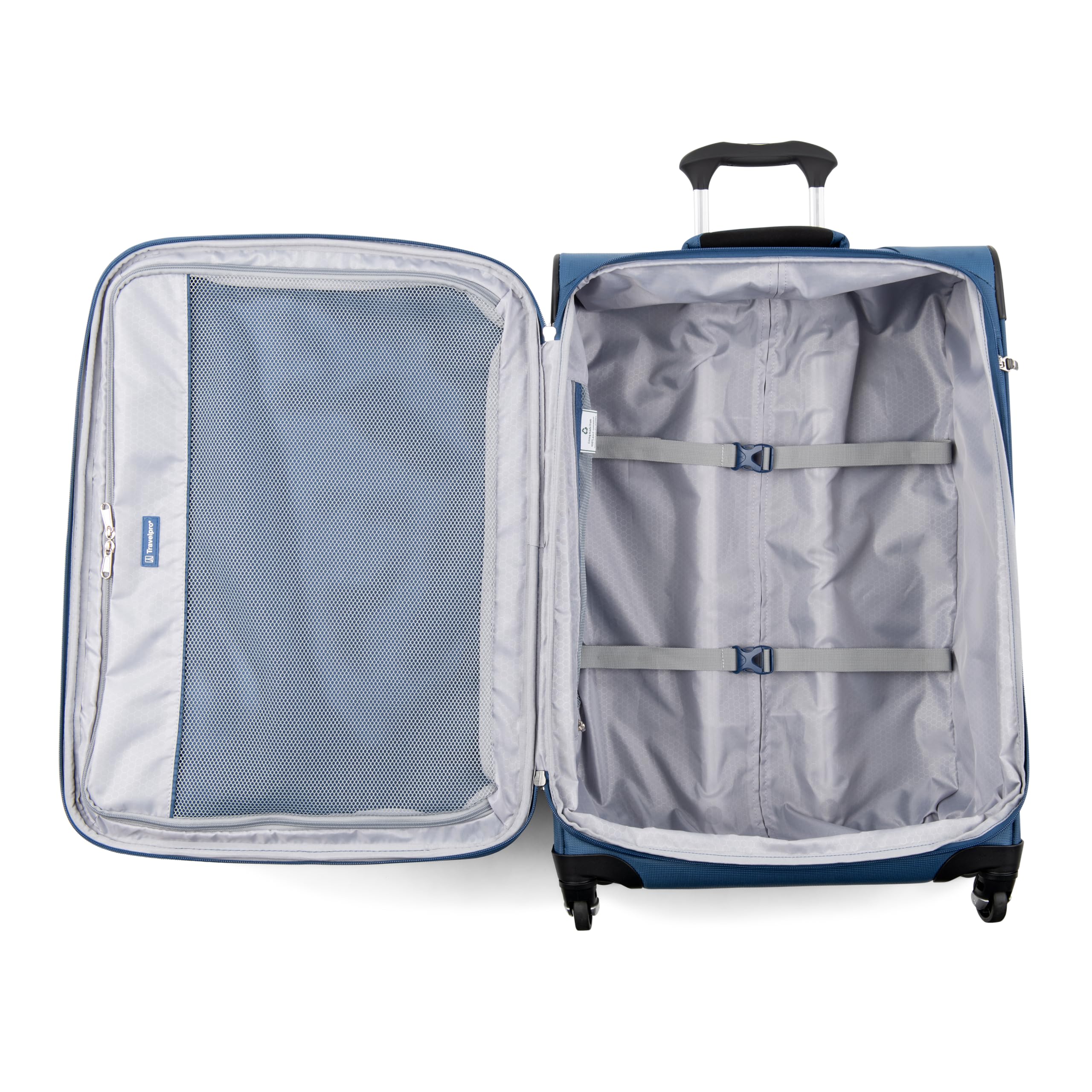 Travelpro Maxlite 5 Softside Expandable Luggage with 4 Spinner Wheels, Lightweight Suitcase, Men and Women ( Ensign Blue , Checked-Medium 25-Inch ) Ensign Blue Checked Medium 25 Inch U37