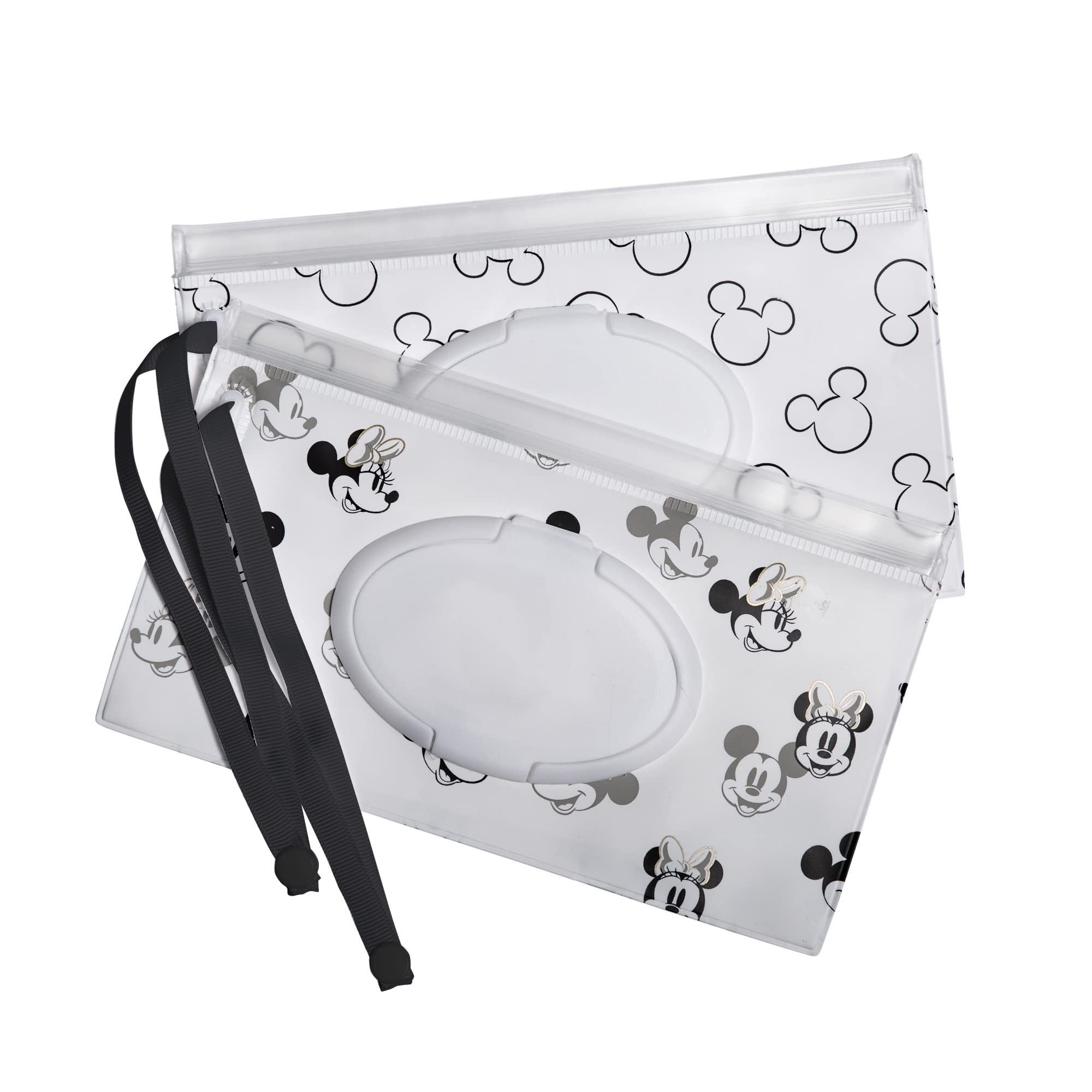 Disney Baby by J.L. Childress Reusable Wet Wipes Case 2-Pack, Refillable Wipes Holder, Portable for Travel, Includes Wrist Strap   U1