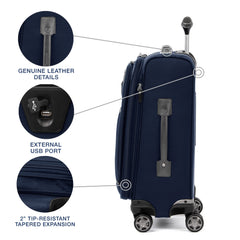 Travelpro Platinum Elite Softside Expandable Carry on Luggage, 8 Wheel Spinner Suitcase, USB Port, Suiter, Men and Women, Carry On 21-Inch ( Dark Blue , Carry-On 21-Inch ) Dark Blue Carry On 21 Inch U14