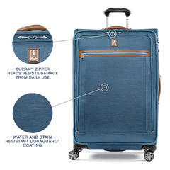 Travelpro Platinum Elite Softside Expandable Checked Luggage, 8 Wheel Spinner Large Suitcase, TSA Lock, Men and Women ( Coastal Blue , Checked-Large 29-Inch ) Coastal Blue Checked Large 29 Inch U1