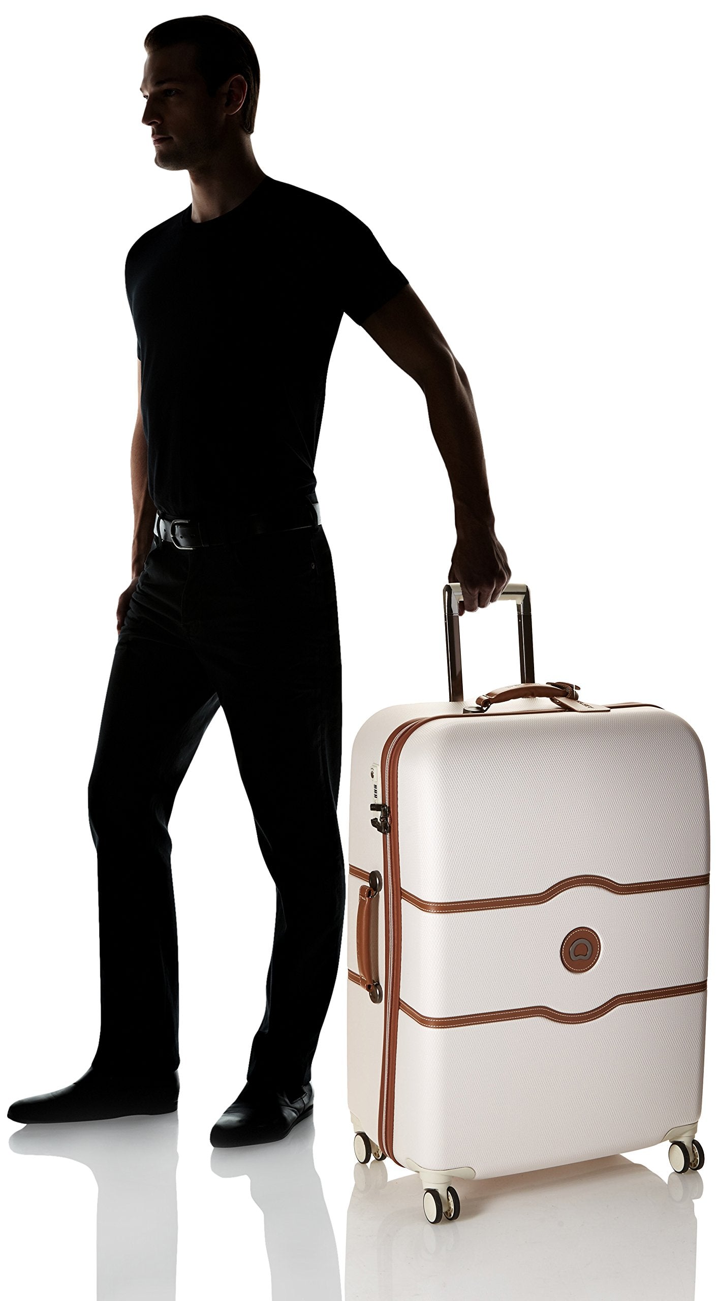 DELSEY Paris Chatelet Air 2.0 Hardside Luggage with Spinner Wheels ( Champagne White , Checked-Large 28 Inch, with Brake ) Champagne White Checked Large 28 Inch With Brake U2