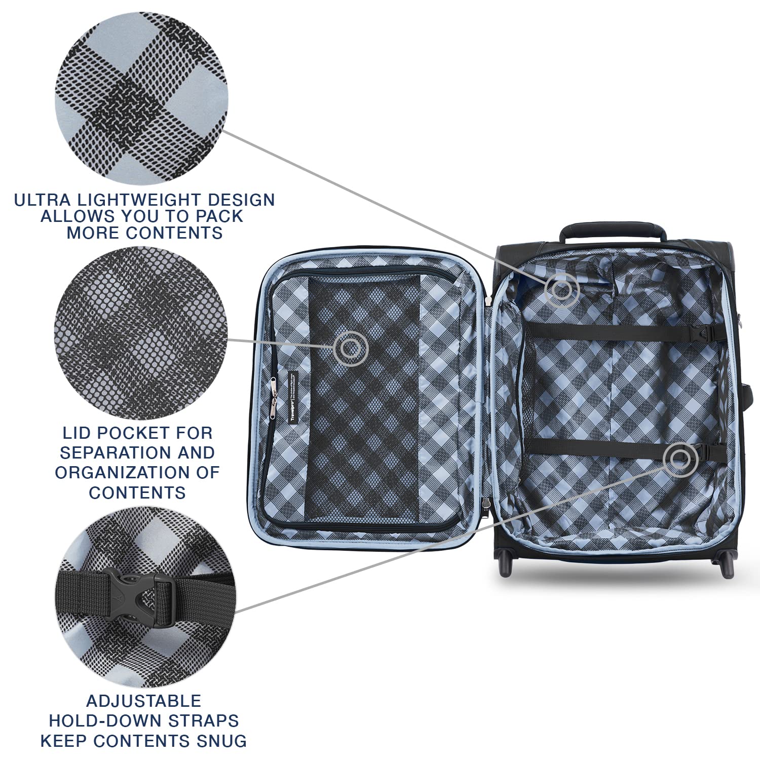 Travelpro Maxlite 5 Softside Expandable Upright 2 Wheel Luggage, Lightweight Suitcase, Men and Women Black Carry On 20 Inch U4