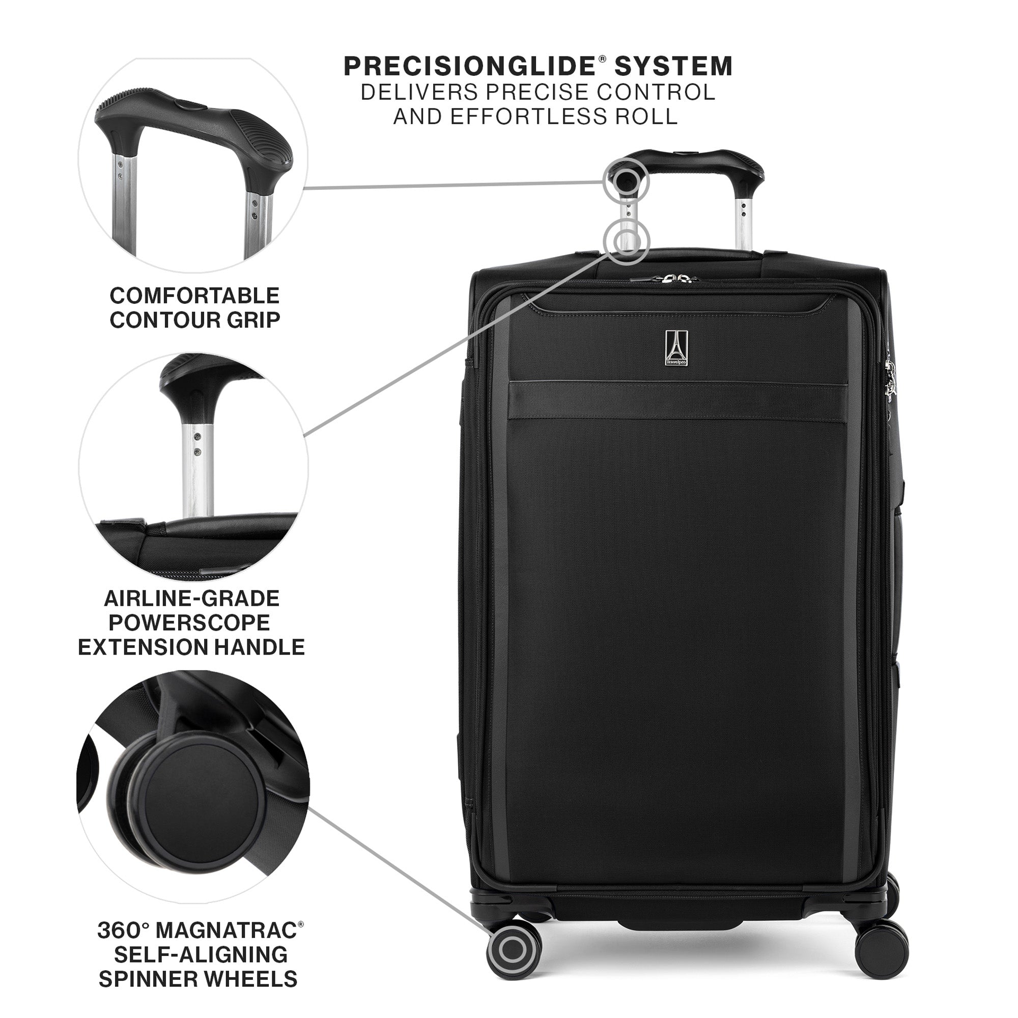 Travelpro VersaPack+ Lightweight Softside Expandable Checked Luggage, 8 Spinner, TSA Lock, Checked Large 29-Inch ( Black , Checked Large ) Black Checked Large U3