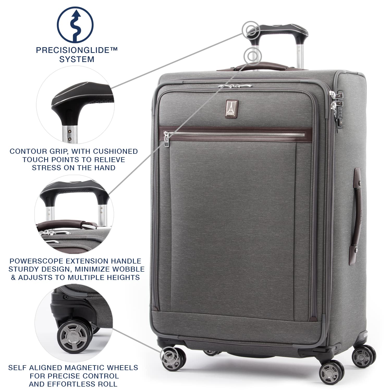 Travelpro Platinum Elite Softside Expandable Checked Luggage, 8 Wheel Spinner Large Suitcase, TSA Lock, Men and Women ( Vintage Grey , Checked-Large 29-Inch ) Vintage Grey Checked Large 29 Inch U5