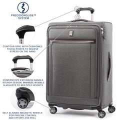 Travelpro Platinum Elite Softside Expandable Checked Luggage, 8 Wheel Spinner Large Suitcase, TSA Lock, Men and Women ( Vintage Grey , Checked-Large 29-Inch ) Vintage Grey Checked Large 29 Inch U5