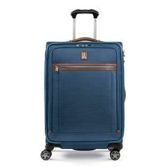 Travelpro Platinum Elite Softside Expandable Checked Luggage, 8 Wheel Spinner Large Suitcase, TSA Lock, Men and Women ( Coastal Blue , Checked-Medium 25-Inch ) Coastal Blue Checked Medium 25 Inch U1