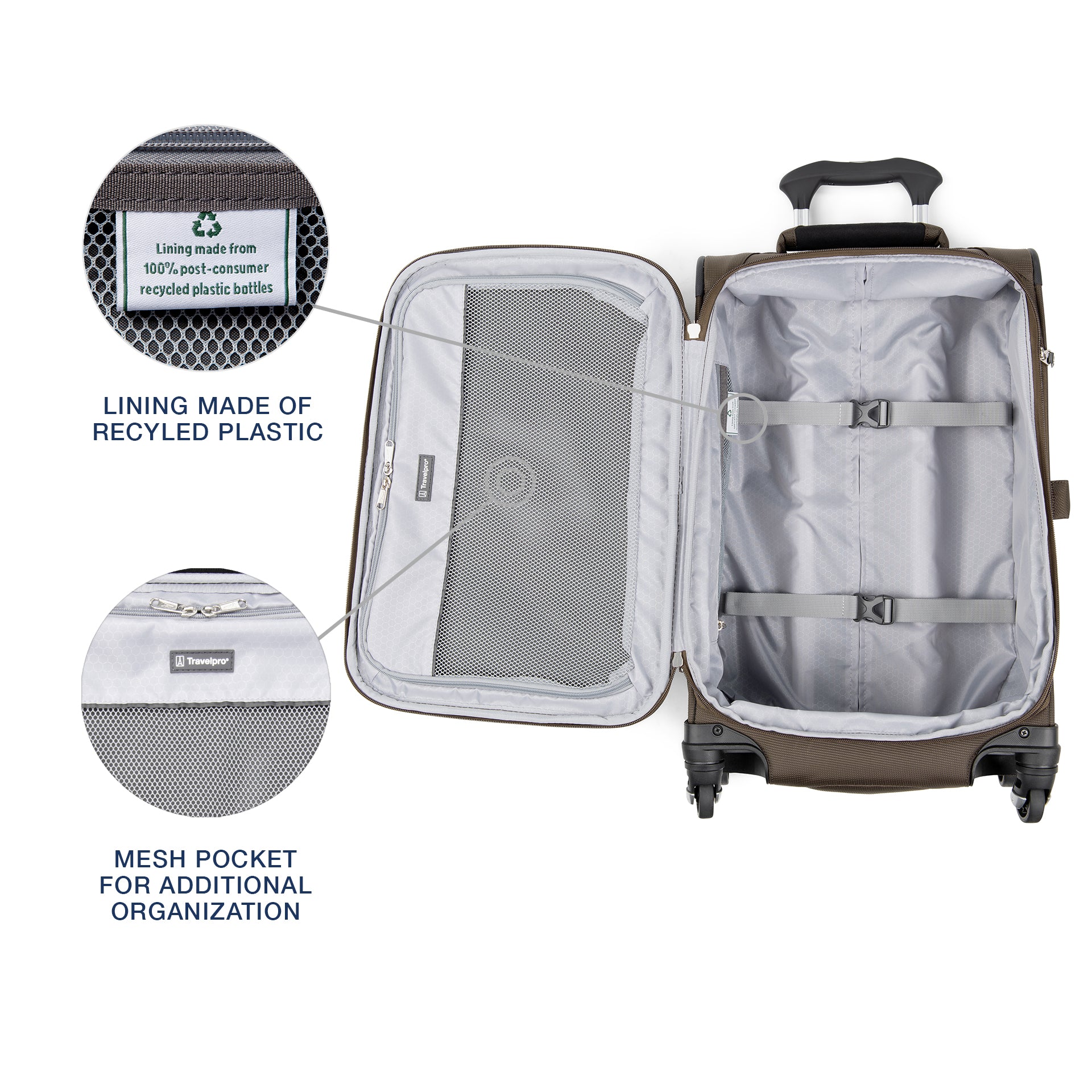 Travelpro Maxlite 5 Softside Expandable Luggage with 4 Spinner Wheels, Lightweight Suitcase, Men and Women Mocha Carry On 21 Inch U18