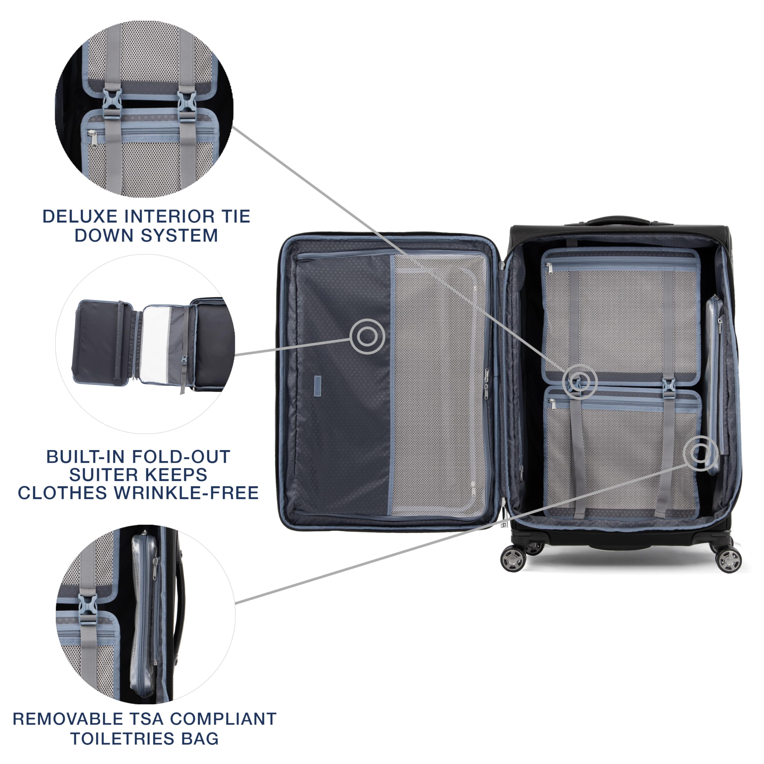 Travelpro Platinum Elite Softside Expandable Checked Luggage, 8 Wheel Spinner Large Suitcase, TSA Lock, Men and Women ( Shadow Black , Checked-Large 29-Inch ) Shadow Black Checked Large 29 Inch U15