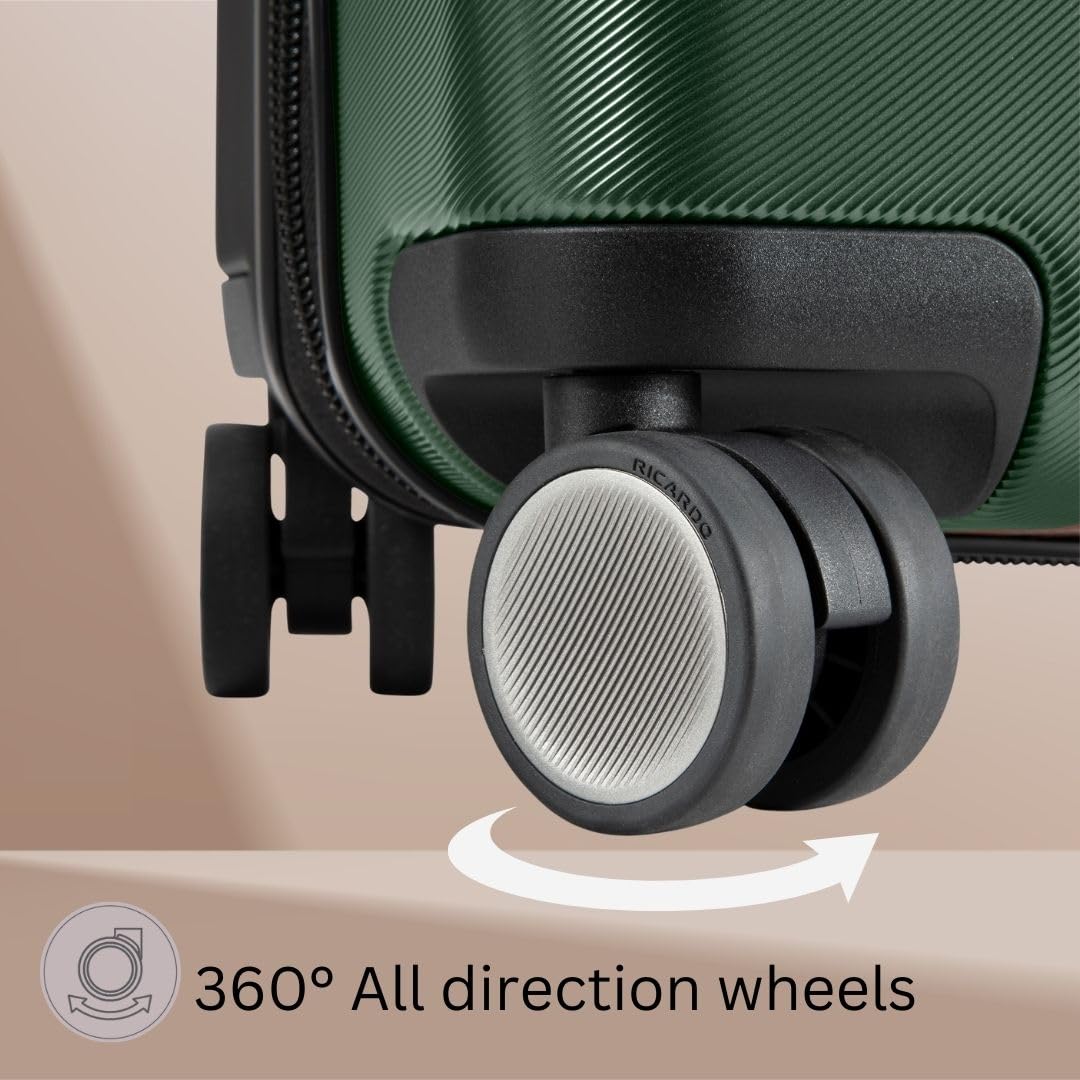 Ricardo Beverly Hills Montecito 2.0 Hardside with Dual Spinning Wheels, Expandable with Comfort Grip for Easy Packing and Moving, Men and Women ( Hunter Green , Fast-Access Carry-On 20-Inch ) Hunter Green Fast Access Carry On 20 Inch U1