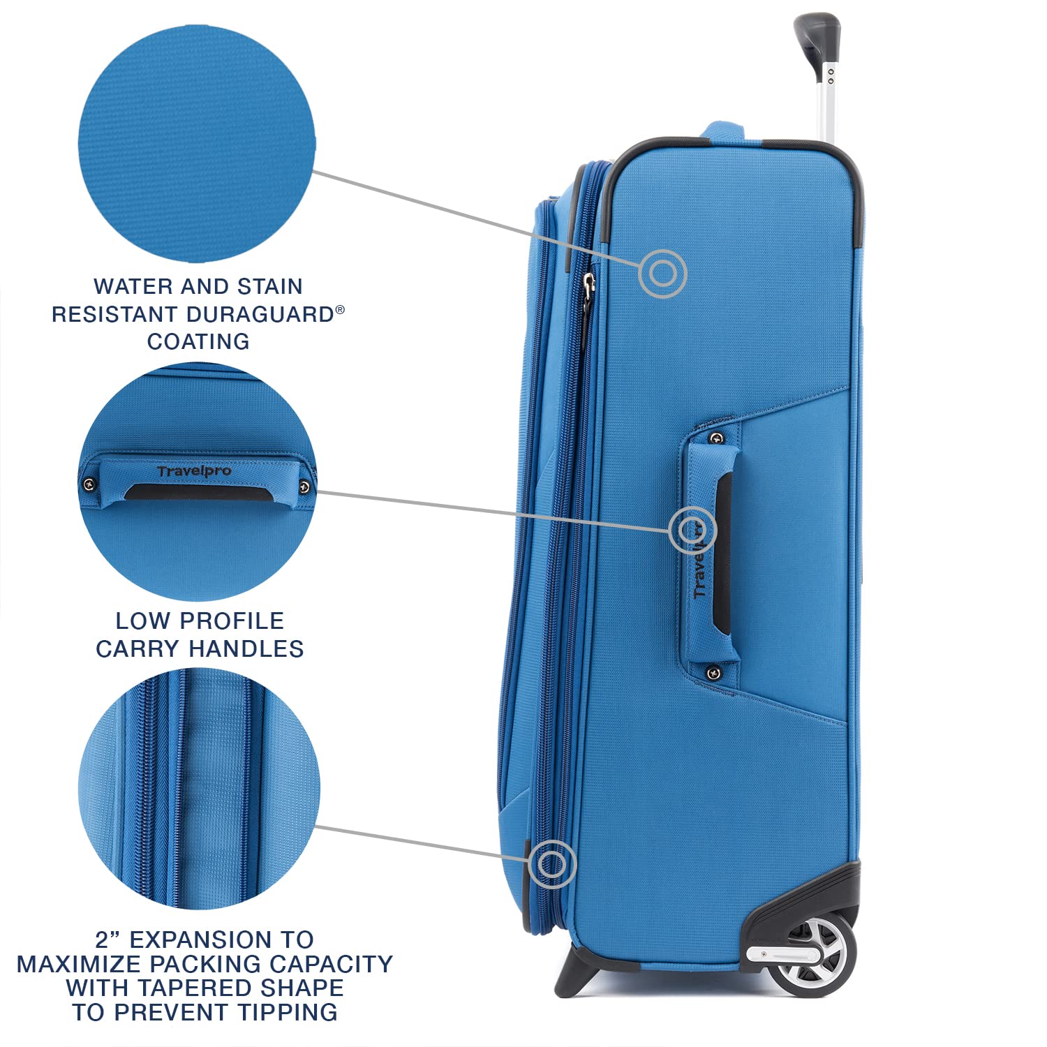 Travelpro Maxlite 5 Softside Expandable Upright 2 Wheel Luggage, Lightweight Suitcase, Men and Women ( Azure Blue , Checked-Medium 26-Inch ) Azure Blue Checked Medium 26 Inch U5