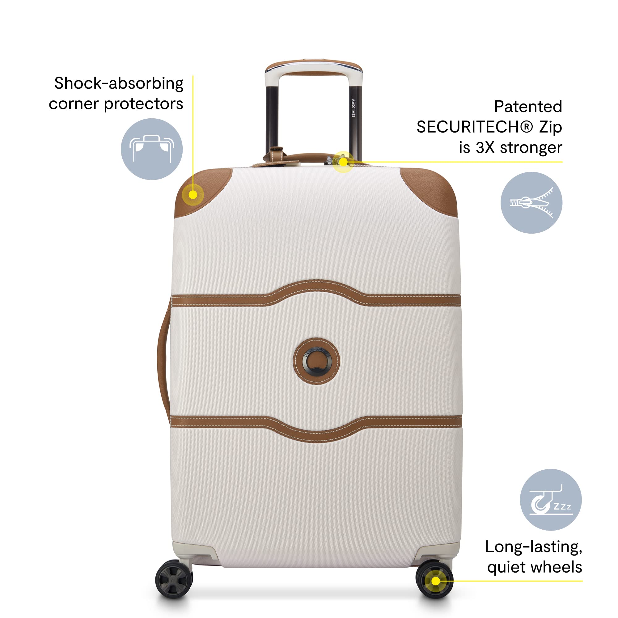 DELSEY Paris Chatelet Air 2.0 Hardside Luggage with Spinner Wheels ( Chocolate Brown , Checked-Medium 24 Inch ) Chocolate Brown Checked Medium 24 Inch U2