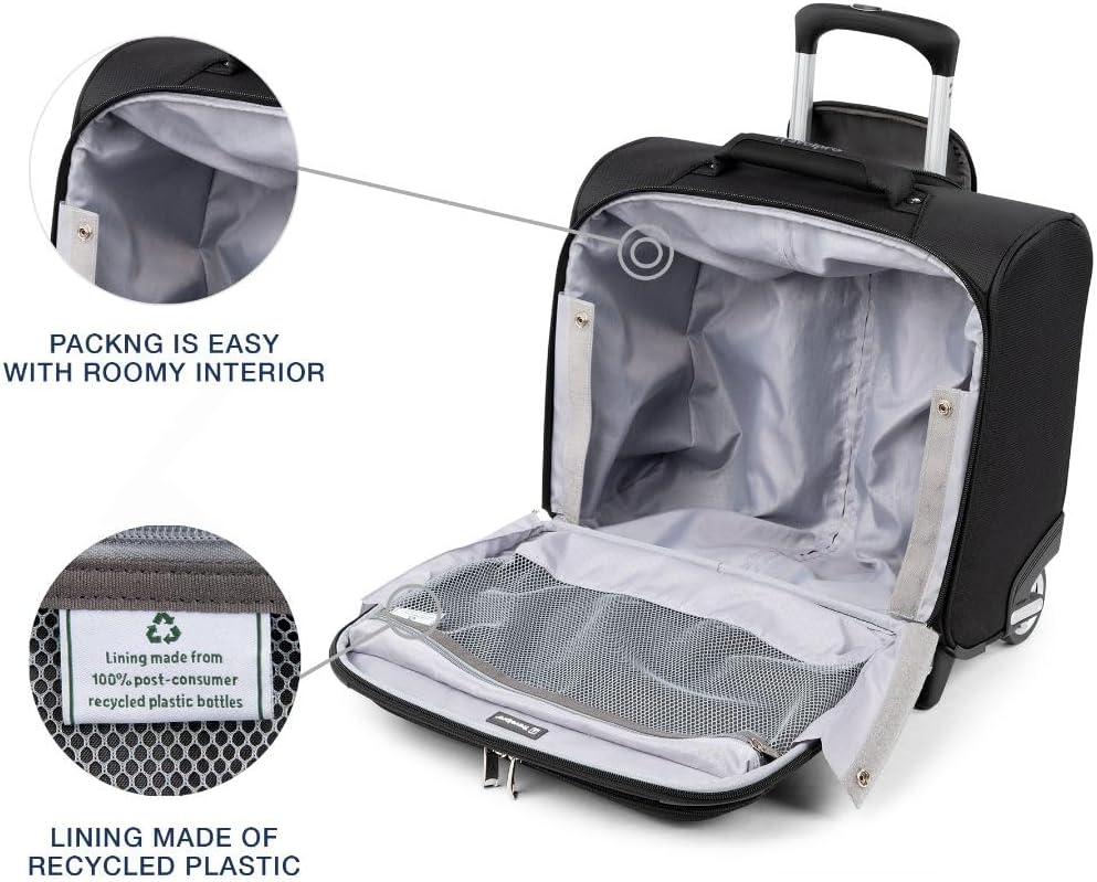 Travelpro Maxlite 5 Softside Lightweight Rolling Underseat Tote Upright 2 Wheel Bag, Men and Women ( Black , 16-Inch ) Black 16 Inch U33