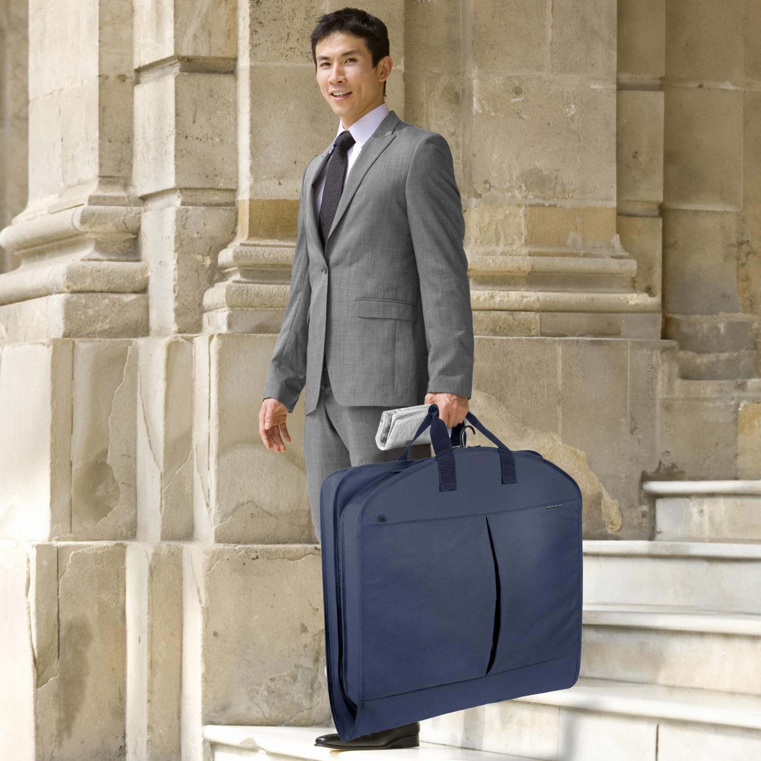 WallyBags® 40” Deluxe Travel Garment Bag with two pockets ( Navy , 40-inch ) Navy 40 Inch U1