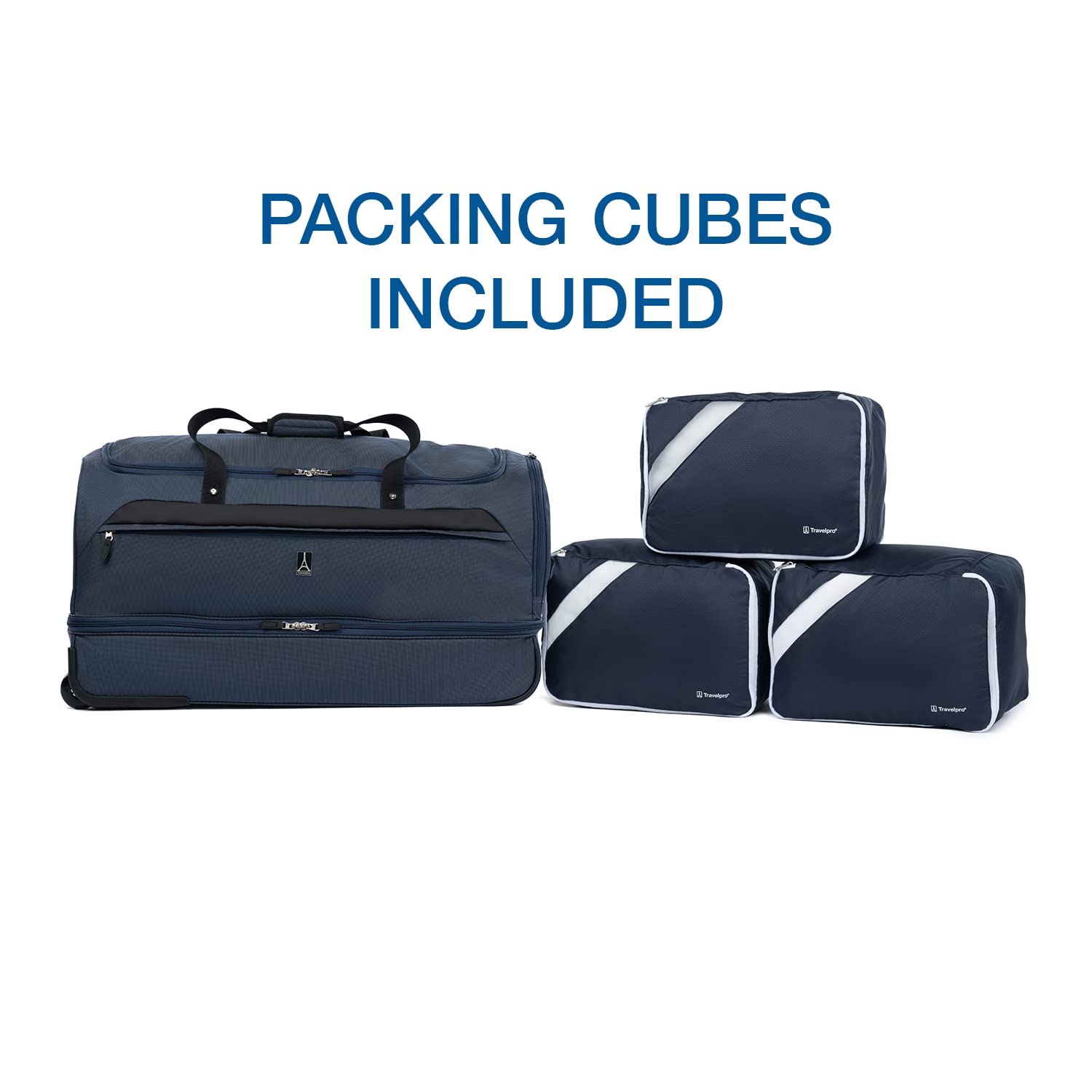 Travelpro Roadtrip 30 Drop-Bottom Rolling Duffel with Packing Cubes ( Navy , 30-Inch ) Navy 30 Inch U5