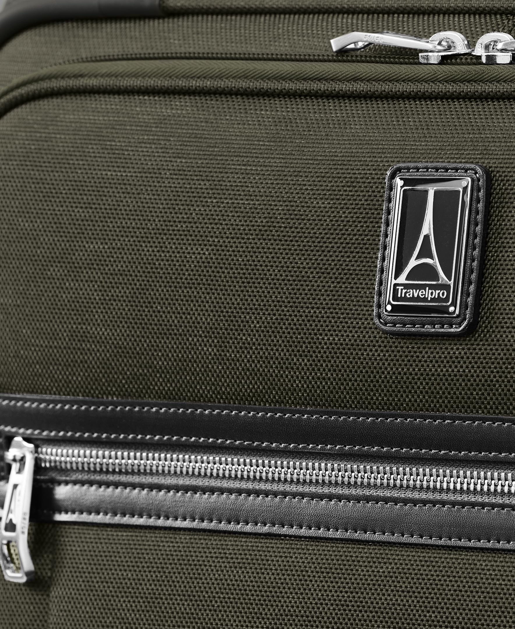Travelpro Platinum Elite Softside Expandable Checked Luggage, 8 Wheel Spinner Large Suitcase, TSA Lock, Men and Women ( Pilot Green , Checked-Medium 25-Inch ) Pilot Green Checked Medium 25 Inch U1