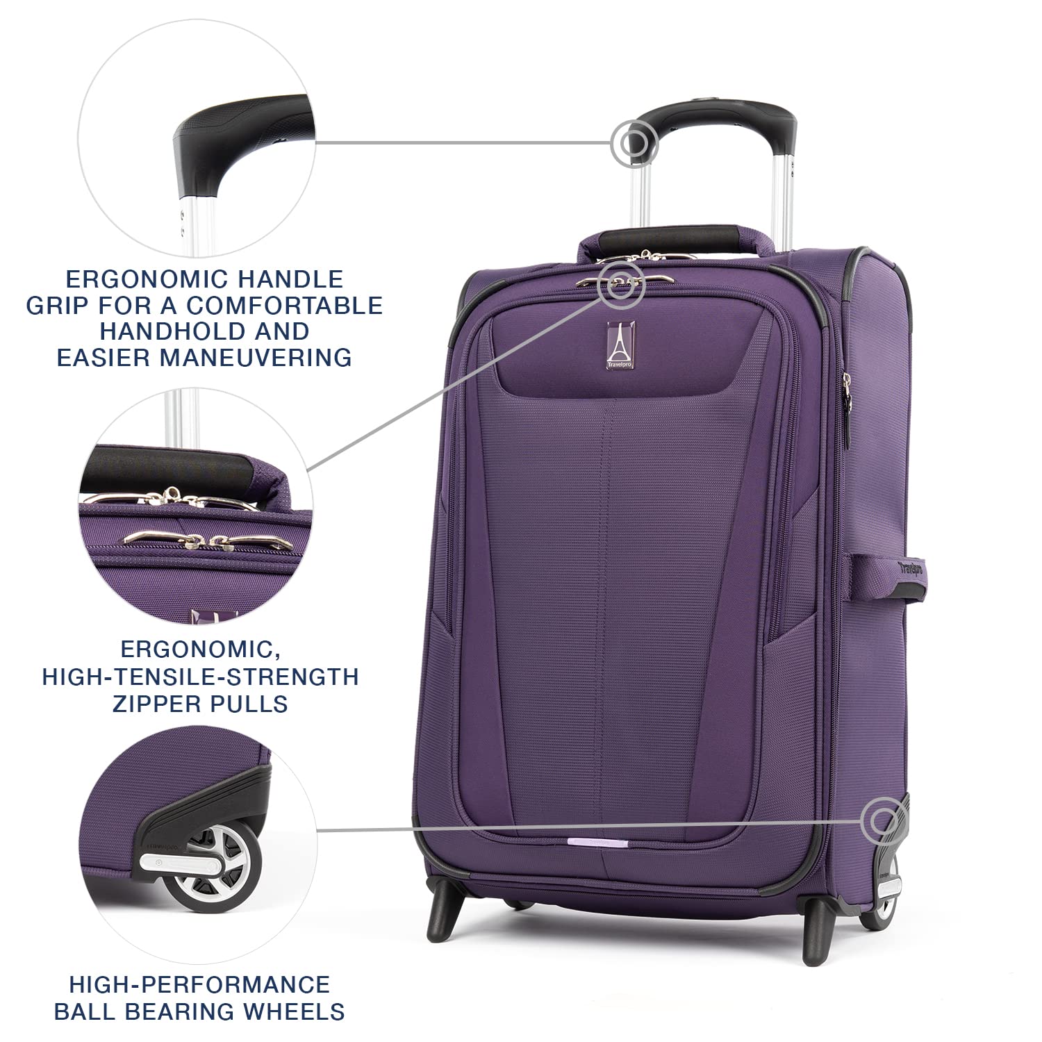 Travelpro Maxlite 5 Softside Expandable Upright 2 Wheel Luggage, Lightweight Suitcase, Men and Women ( Imperial Purple , Carry-on 22-Inch ) Imperial Purple Carry On 22 Inch U9