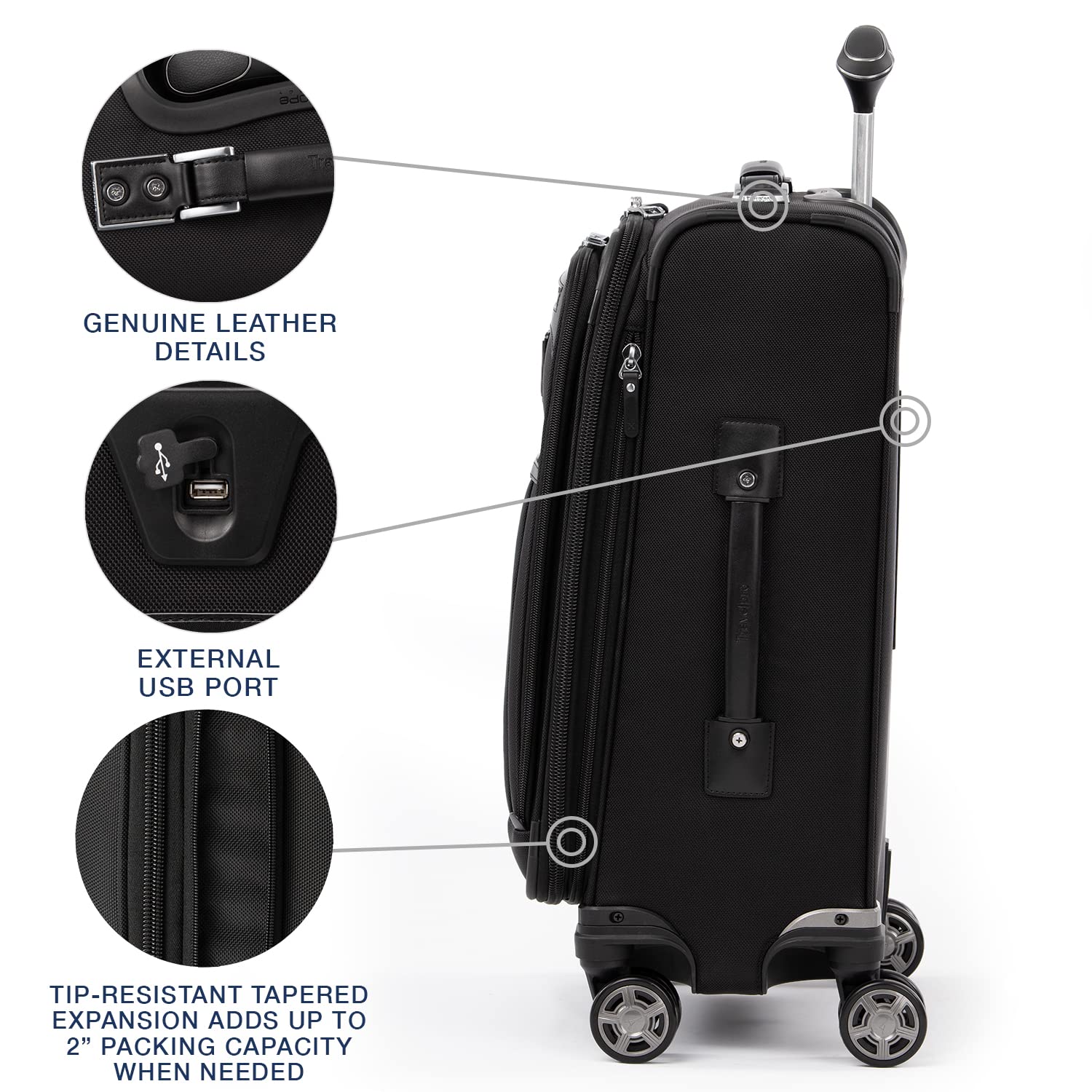 Travelpro Platinum Elite Softside Expandable Checked Luggage, 8 Wheel Spinner Large Suitcase, TSA Lock, Men and Women ( Shadow Black , Carry-On 21-Inch ) Shadow Black Carry On 21 Inch U26
