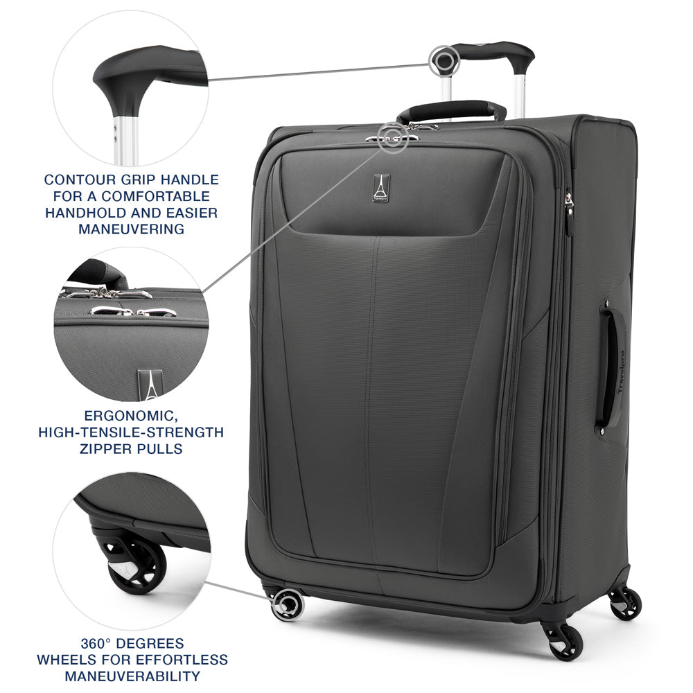 Travelpro Maxlite 5 Softside Expandable Luggage with 4 Spinner Wheels, Lightweight Suitcase, Men and Women Shadow Grey Checked Large 29 Inch U6