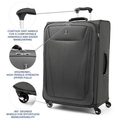 Travelpro Maxlite 5 Softside Expandable Luggage with 4 Spinner Wheels, Lightweight Suitcase, Men and Women Shadow Grey Checked Large 29 Inch U6