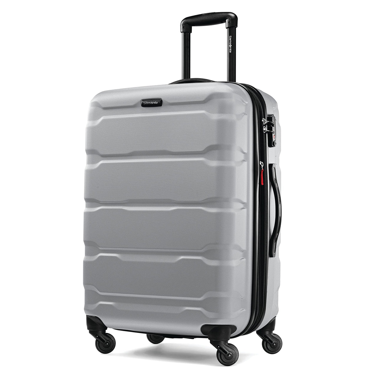 Samsonite Omni Pc Hardside Expandable Luggage with Spinner Wheels ( Silver , Checked-Medium 24-Inch ) Silver Checked Medium 24 Inch U7