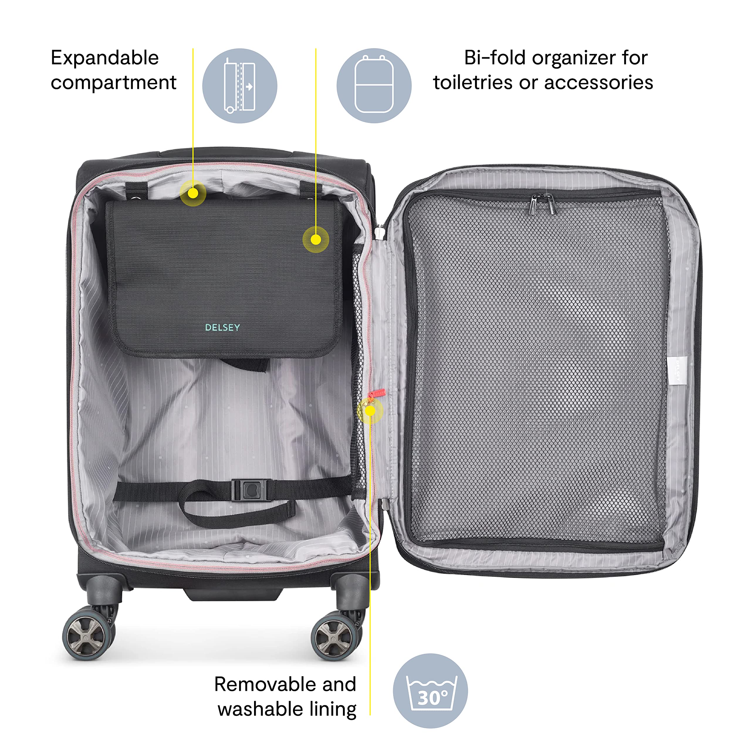 DELSEY Paris Helium DLX Softside Expandable Luggage with Spinner Wheels ( Navy Blue , Carry on 20 Inch ) Navy Blue Carry On 20 Inch U1