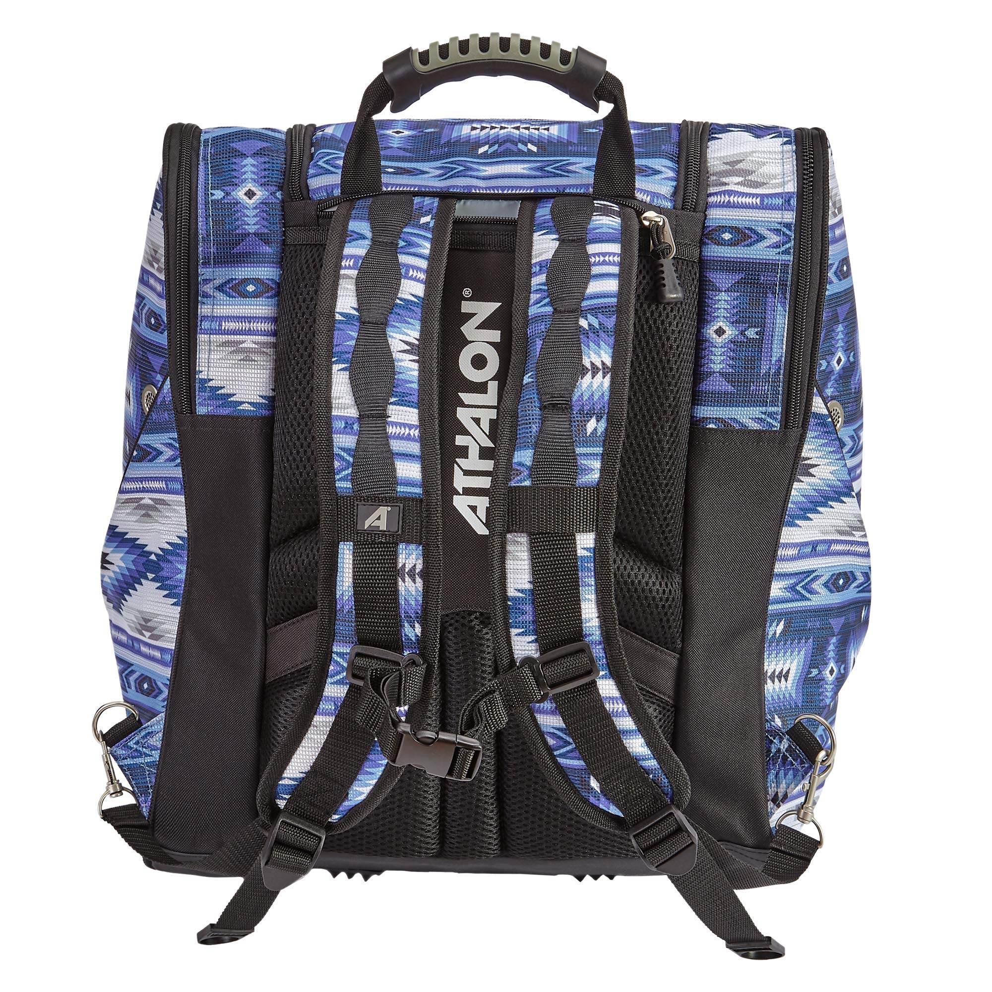 Athalon Everything Ski Boot Bag and Backpack Plus– Ski - Snowboard – Holds Everything – (Ski Boots, Helmet, Goggles, Gloves) ( Indigo/Aztec , One Size ) Indigo/Aztec One Size U2