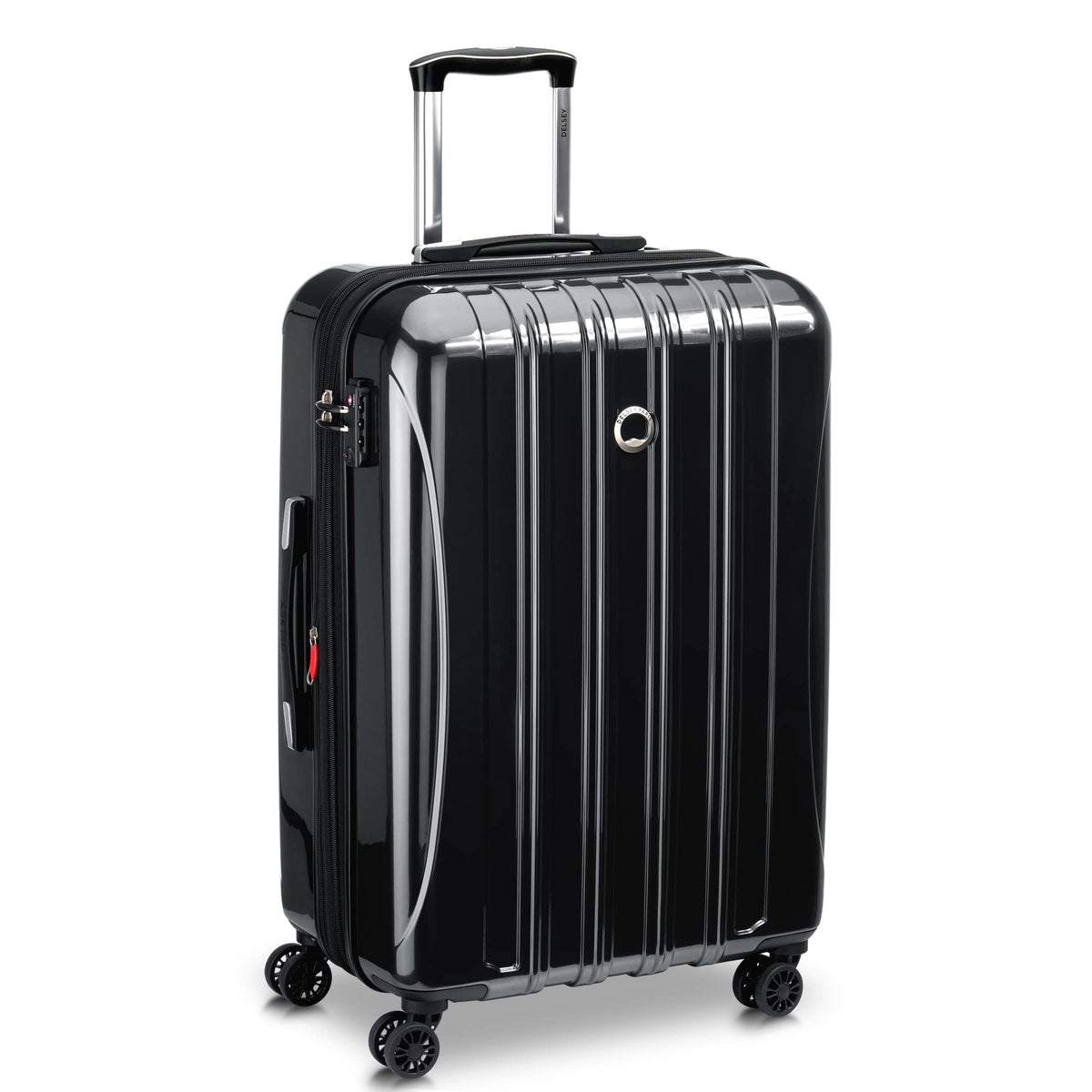 DELSEY Paris Helium Aero Hardside Expandable Luggage with Spinner Wheels ( Black , Checked-Medium 25 Inch ) Black Checked Medium 25 Inch U36