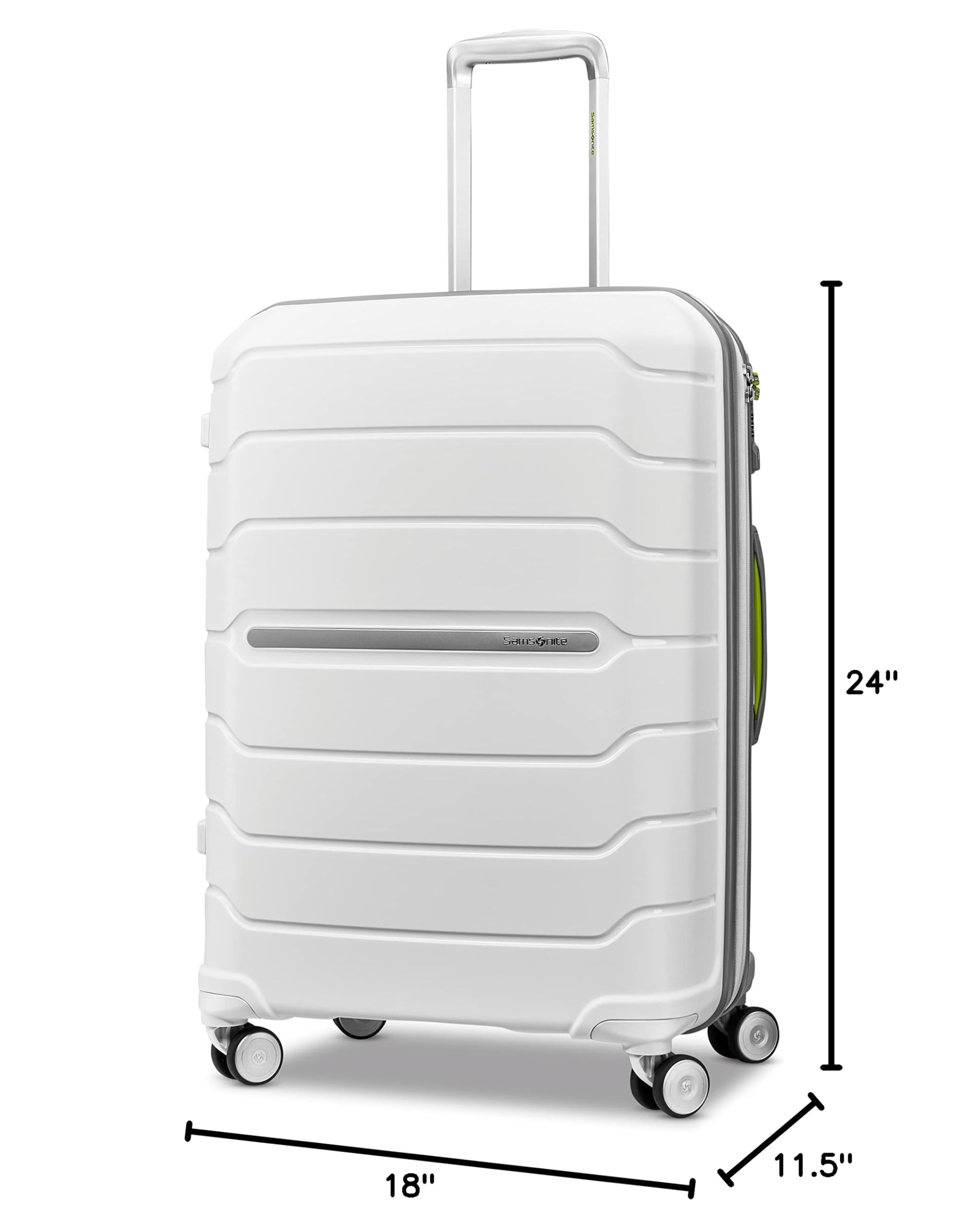 Samsonite Freeform Hardside Expandable with Double Spinner Wheels ( White/Grey , Checked-Medium 24-Inch ) White/Grey Checked Medium 24 Inch U1