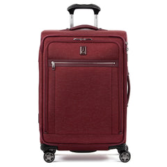 Travelpro Platinum Elite Softside Expandable Checked Luggage, 8 Wheel Spinner Large Suitcase, TSA Lock, Men and Women ( Bordeaux Red , Checked-Medium 25-Inch ) Bordeaux Red Checked Medium 25 Inch U4