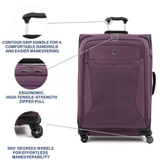 Travelpro Tourlite Softside 29" Expandable Luggage with 4 Spinner Wheels, Lightweight Suitcase, Checked Large ( Deep Purple , Checked-Large 29-Inch ) Deep Purple Checked Large 29 Inch U15