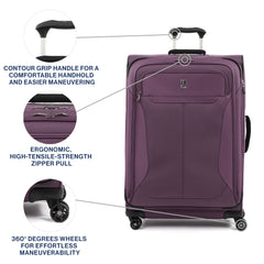 Travelpro Tourlite Softside Expandable Luggage with 4 Spinner Wheels, Lightweight Suitcase, Men and Women ( Deep Purple , Checked-Large 29-Inch ) Deep Purple Checked Large 29 Inch U1