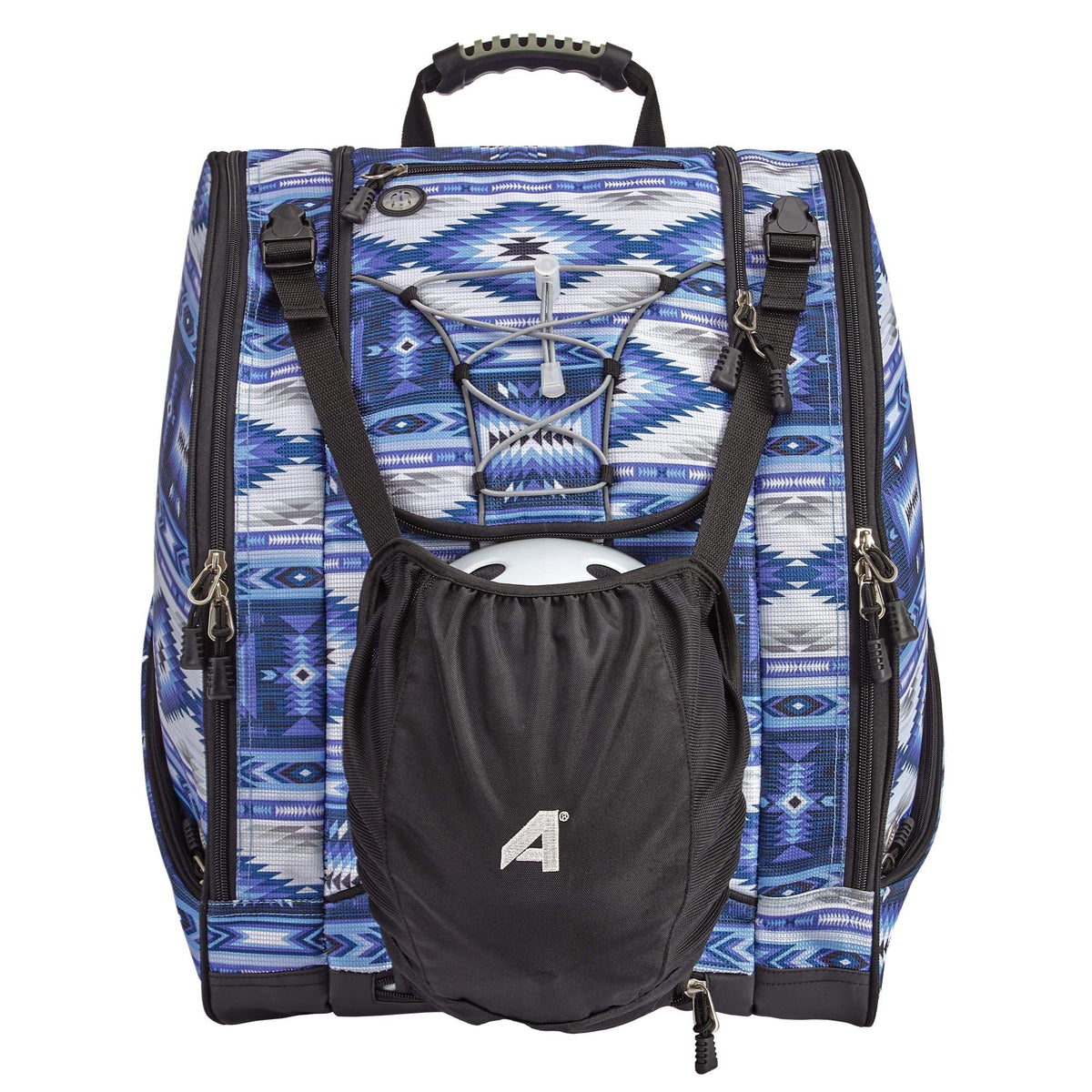 Athalon Everything Ski Boot Bag and Backpack Plus– Ski - Snowboard – Holds Everything – (Ski Boots, Helmet, Goggles, Gloves) ( Indigo/Aztec , One Size ) Indigo/Aztec One Size U2