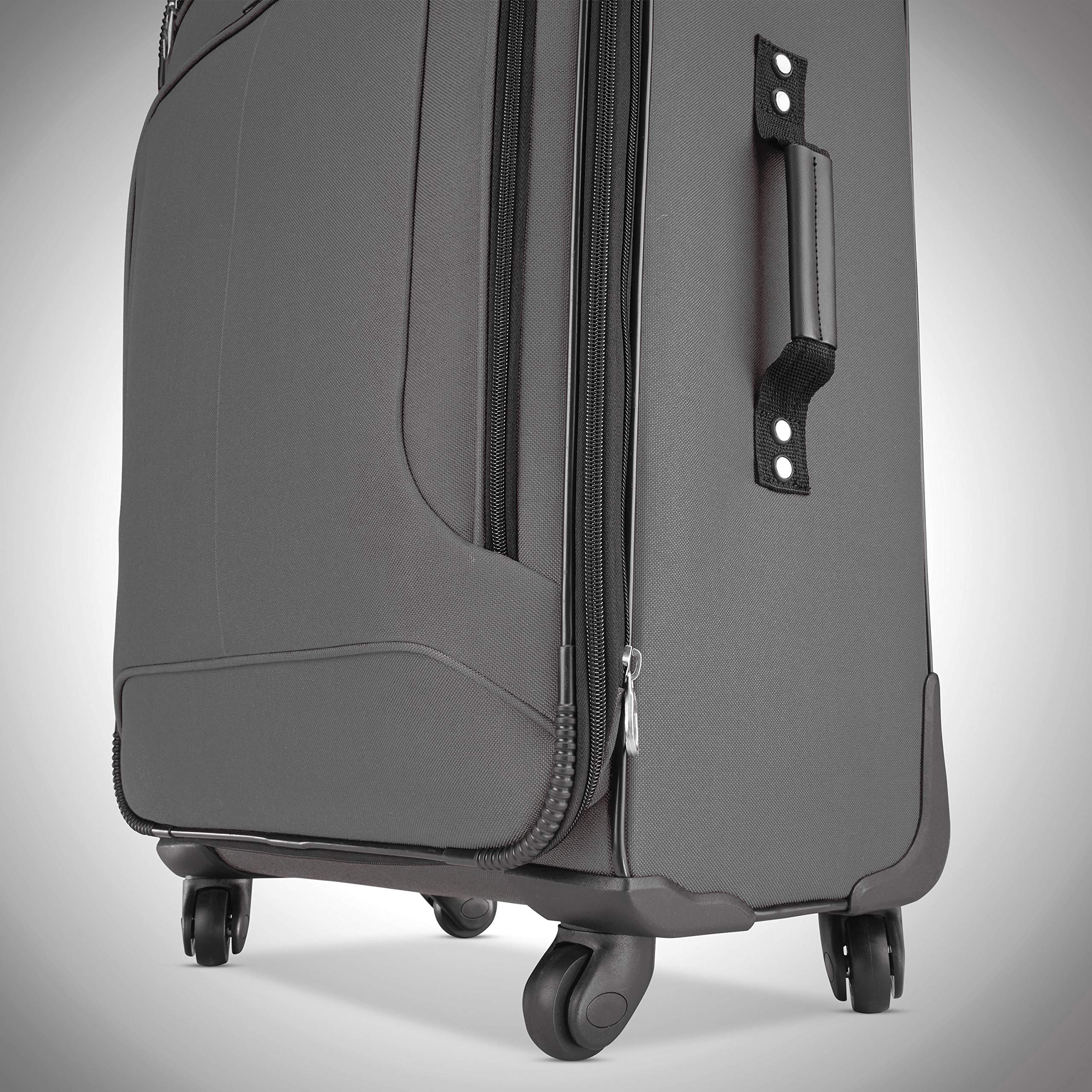 American Tourister Pop Max Softside Luggage with Spinner Wheels ( Charcoal , 3-Piece Set (21/25/29) ) Charcoal 3 Piece Set 21 25 29 U11
