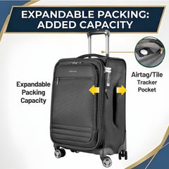 Ricardo Beverly Hills Ashbury Softside Luggage, Expandable Suitcase, Lightweight Sustainable rPET Travel Bag with TSA Lock & Dual Spinner Wheels, 20-inch Carry-on ( Black , Carry-On 20-Inch ) Black Carry On 20 Inch U1