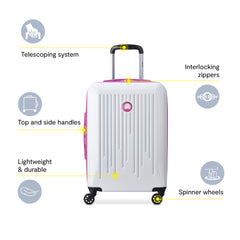 Delsey Paris Christine Hardside Expandable Luggage with Spinner Wheels ( White with Mauve Trim , Carry On 20 Inch ) White with Mauve Trim Carry On 20 Inch U4