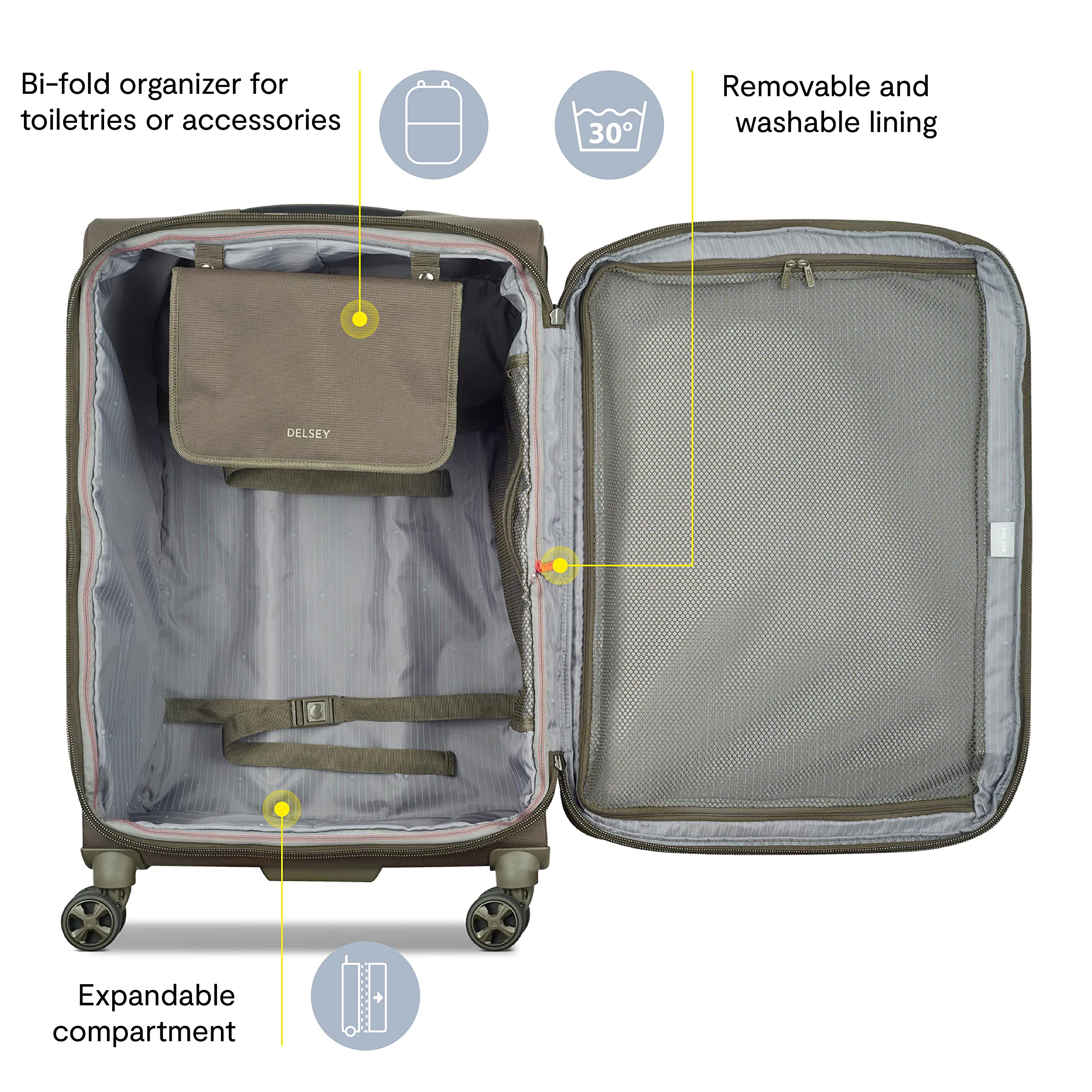 DELSEY Paris Helium DLX Softside Expandable Luggage with Spinner Wheels ( Navy Blue , Checked-Medium 25 Inch ) Navy Blue Checked Medium 25 Inch U3