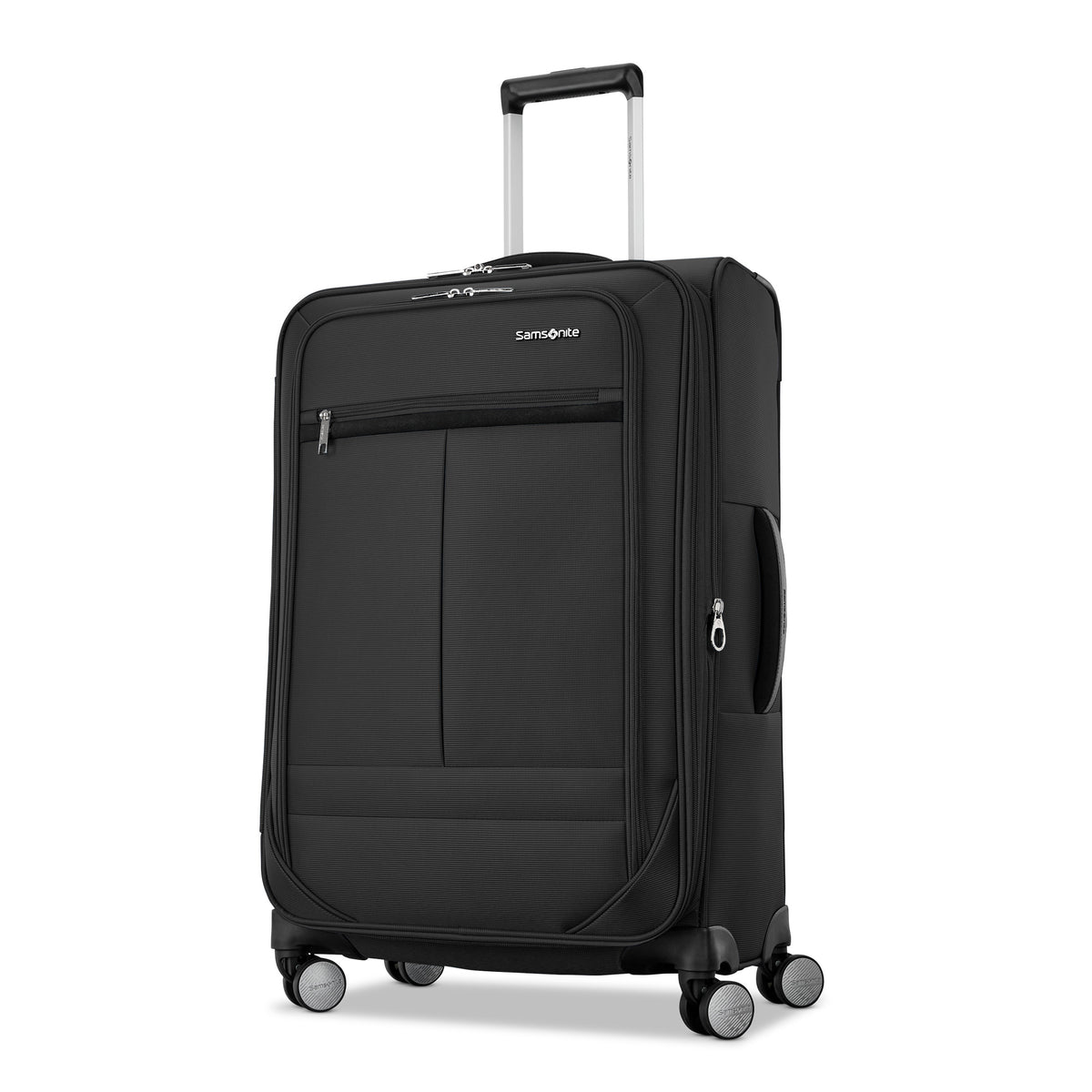 Samsonite Element Soft-Sided 25-Inch Lightweight Medium Checked Expandable Suitcase: Durable, 360 Spinner Wheels, Adjustable Telescopic Handle, 2 Front & 1 Side Pocket ( Black , 25-Inch Checked-Medium ) Black 25 Inch Checked Medium U13