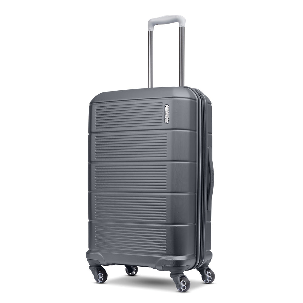 American Tourister Stratum 2.0 Hardside Spinner Luggage Collection ( Charcoal , 24-Inch Checked-Medium ) Charcoal 24 Inch Checked Medium U5
