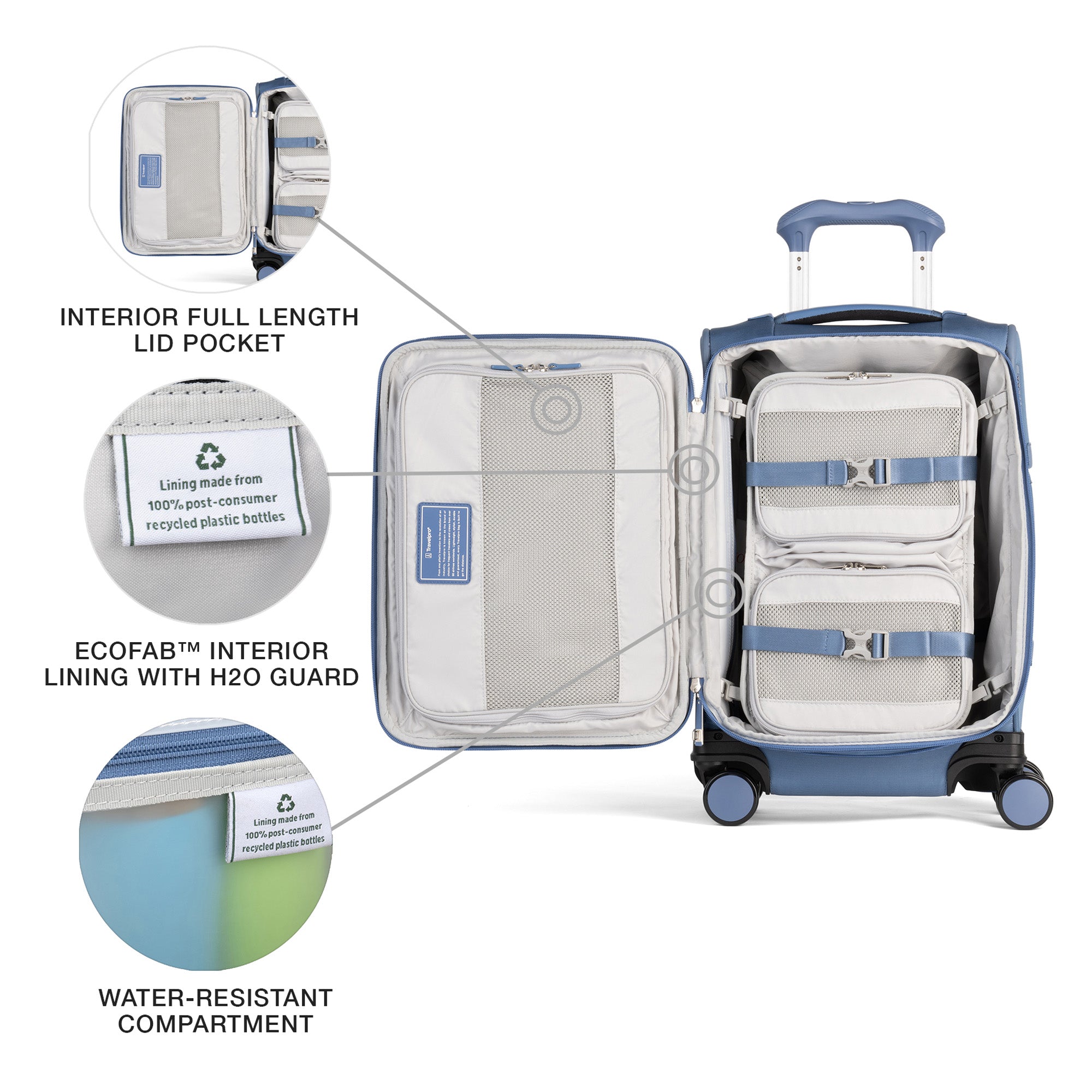 Travelpro VersaPack+ Lightweight Softside Expandable Carry on Luggage, 8 Spinner, TSA Lock, Carry On 21-Inch ( Elemental Blue , Carry On ) Elemental Blue Carry On U1