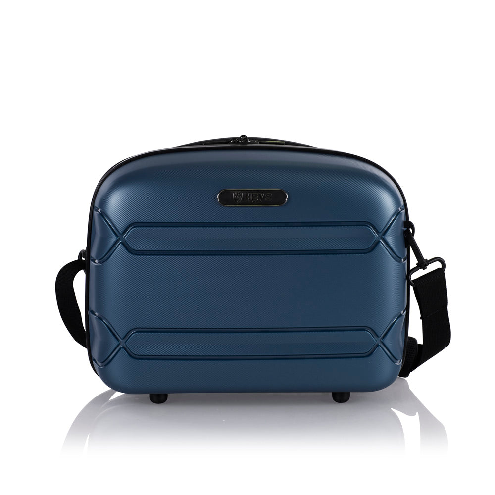 Heys Milos Beauty Case Hardside Lightweight and Crafted with Durable Duraflex, Textured Shell and Metallic Colors, Trolly Sleeve, Adjustable Shoulder Strap, Organize Makeup or Toiletries, Navy ( Navy , Beauty Case ) Navy Beauty Case U1