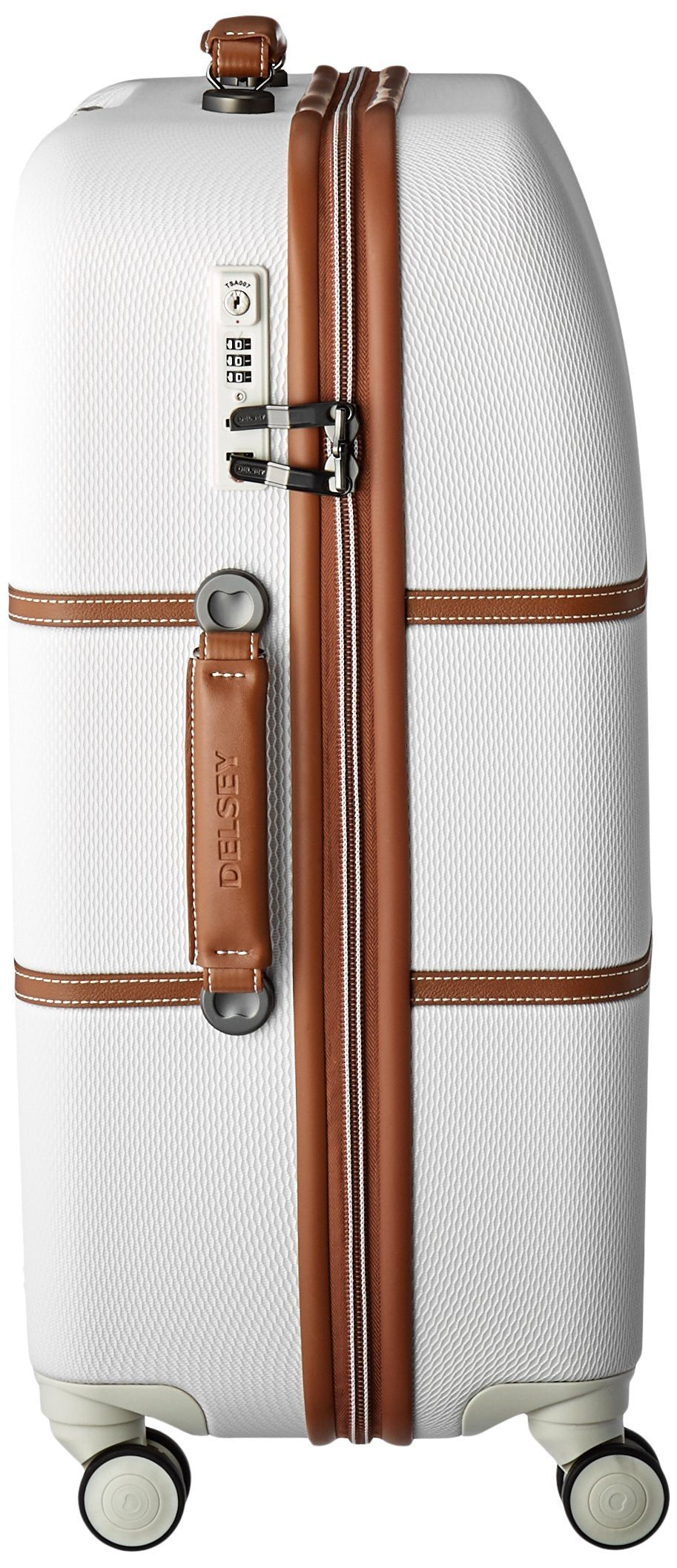 DELSEY Paris Chatelet Air 2.0 Hardside Luggage with Spinner Wheels ( Champagne White , Checked-Medium 24 Inch, with Brake ) Champagne White Checked Medium 24 Inch With Brake U11