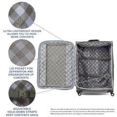 Travelpro Maxlite 5 Softside Expandable Luggage with 4 Spinner Wheels, Lightweight Suitcase, Men and Women Slate Green Checked Large 29 Inch U7