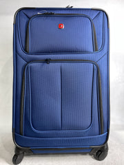 SwissGear Sion Softside Expandable Roller Luggage, Blue, Checked-Large 28-inch U1