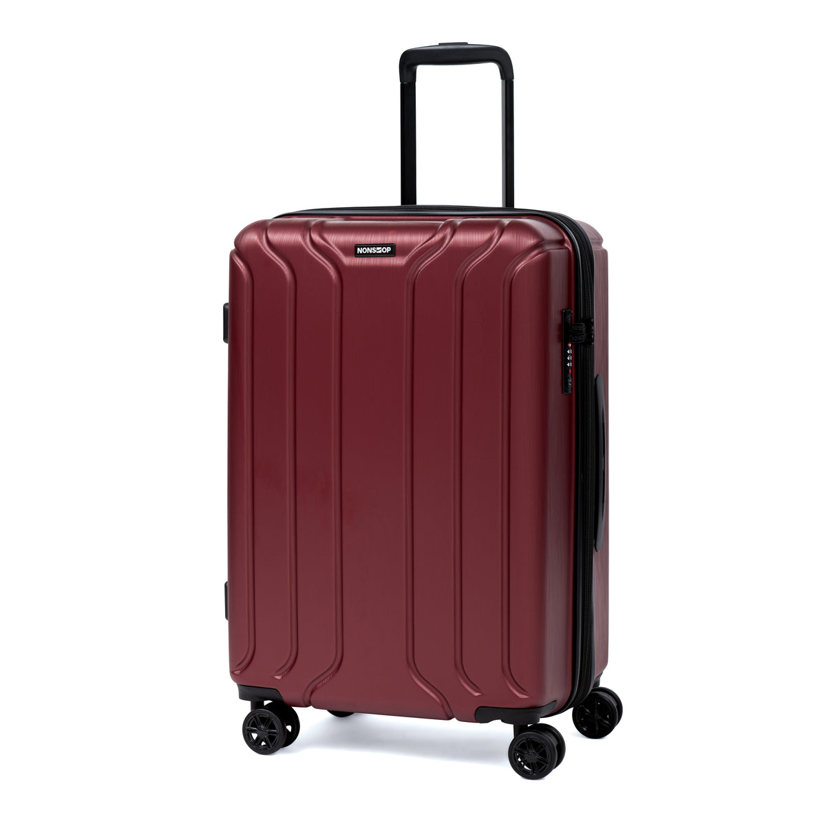 NONSTOP NEW YORK Luggage Expandable Spinner Wheels hard side shell Travel Suitcase Set 3 Piece Lightweight, TSA Lock, Double USB Port + 2 packing cubes - Burgundy/3-Piece Set (20/24/28)