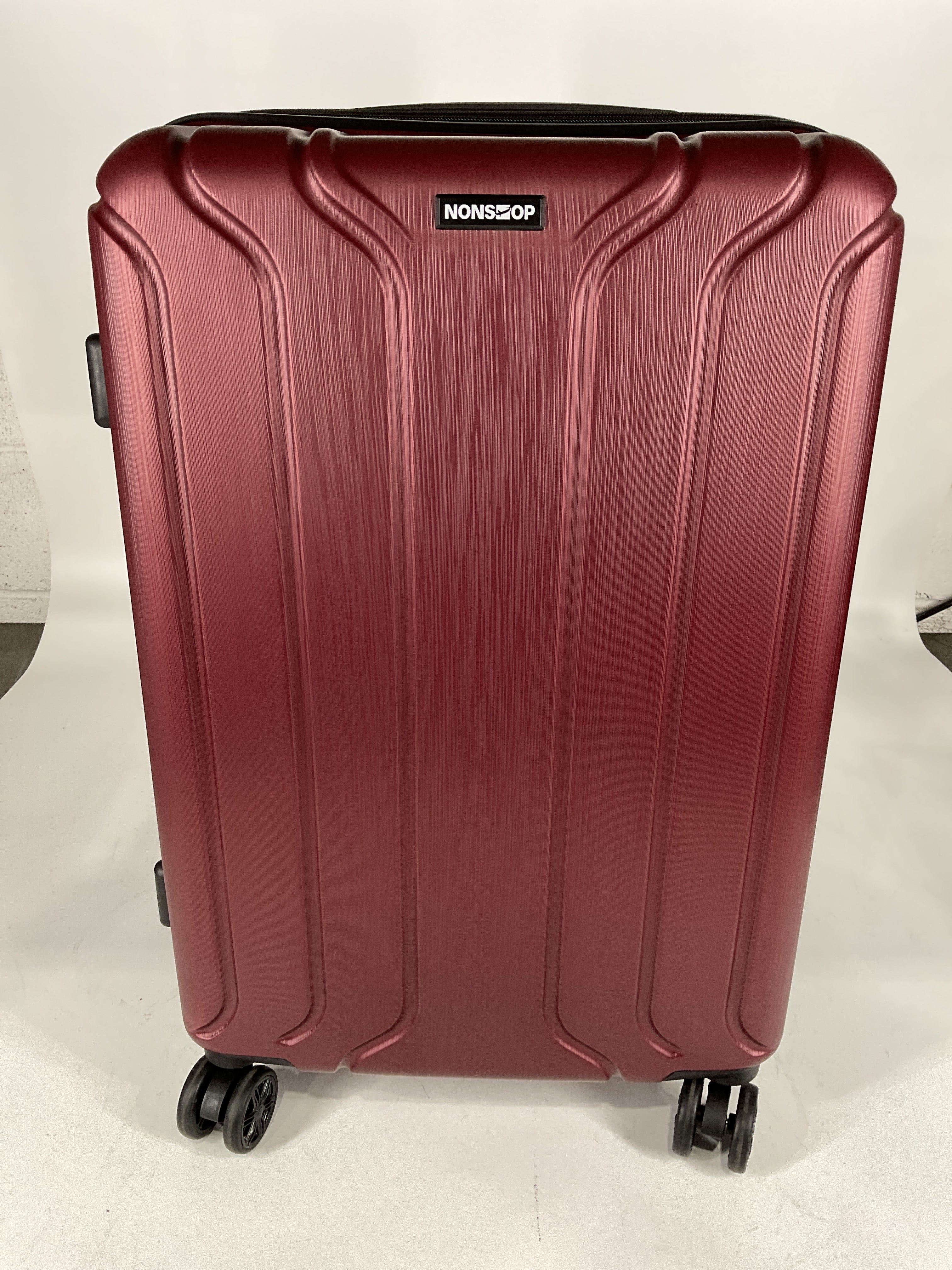 NONSTOP NEW YORK Luggage Expandable Spinner Wheels hard side shell Travel Suitcase Set 3 Piece Lightweight, TSA Lock, Double USB Port + 2 packing cubes - Burgundy/3-Piece Set (20/24/28)