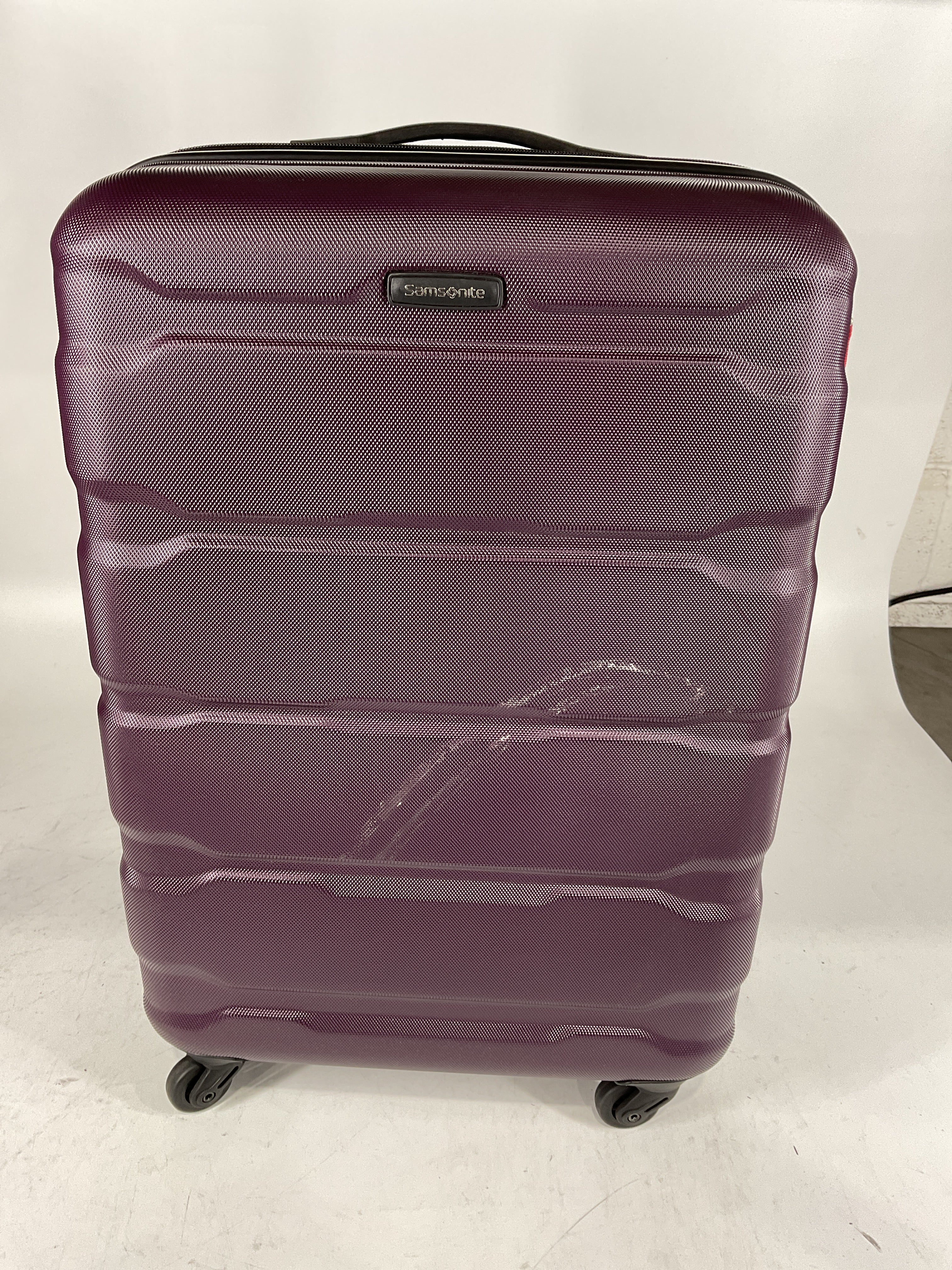 Samsonite Omni Pc Hardside Expandable Luggage with Spinner Wheels - Purple/Checked-Medium 24-Inch
