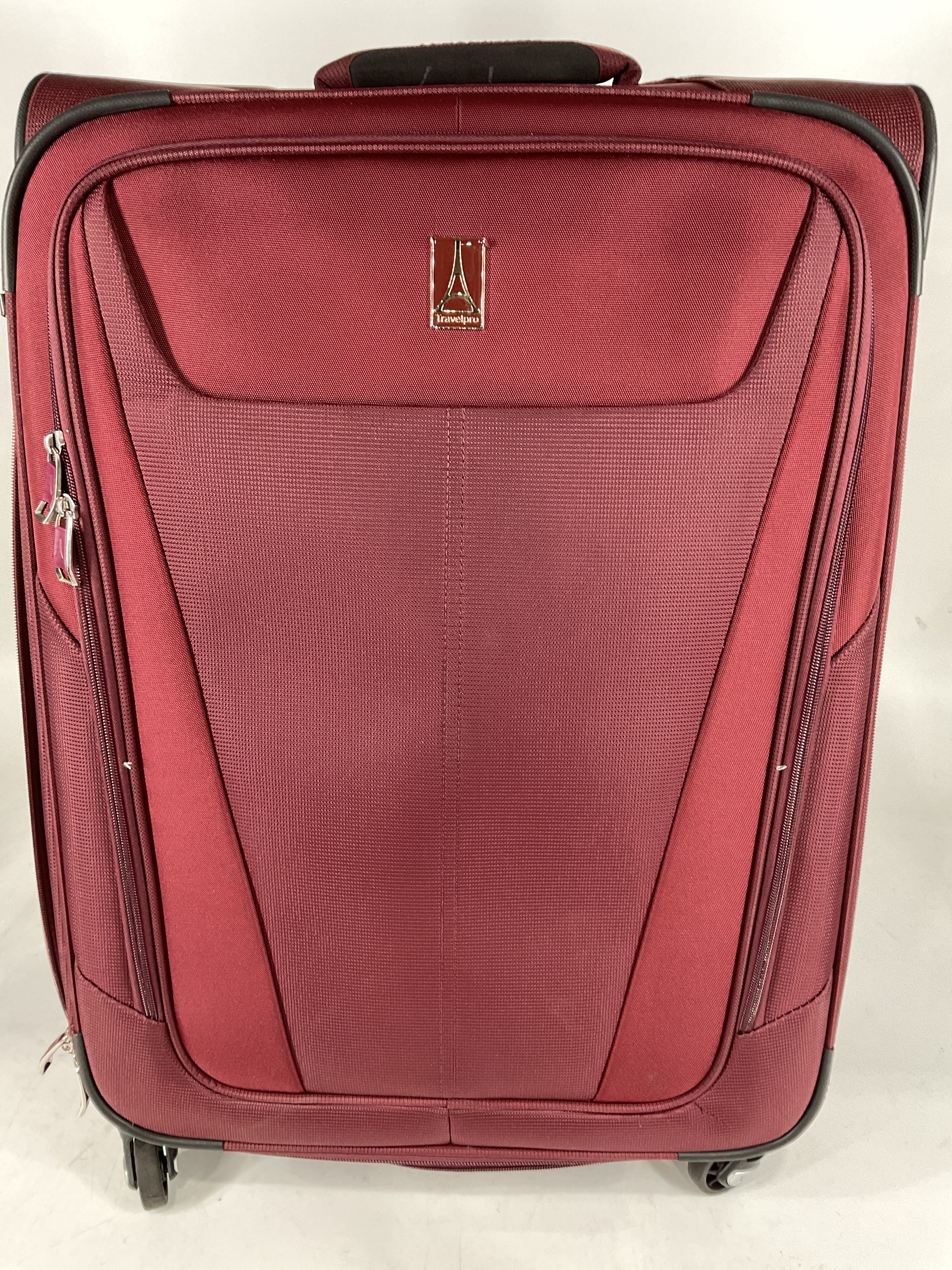 Travelpro Maxlite 5 Softside Expandable Luggage with 4 Spinner Wheels, Lightweight Suitcase, Men and Women - Burgundy/Checked-Medium 25-Inch