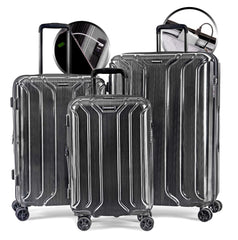 NONSTOP New York Elite Luggage Expandable Lightweight Spinner Wheels hard side shell Travel Suitcase Set, TSA Lock, Double USB Port, 3 packing cubes - Charcoal/3-piece Set (20/24/28) W/Power Bank